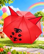 Kids Red Cartoon Face Umbrella with Cute Ears – 60 cm Diameter - Image 3